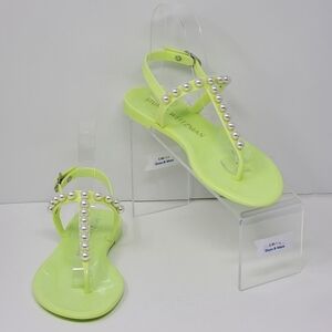 Stuart Weitzman Pearl Crystal Jelly Green Sandals Women's Size 6B New